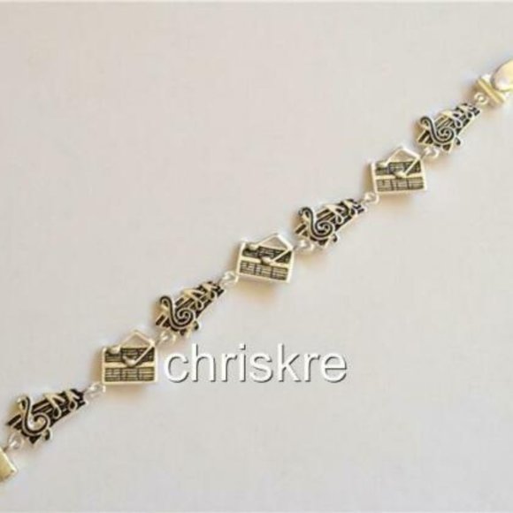 Music Bracelet Silver Clef Note Score Musician - Picture 8 of 9